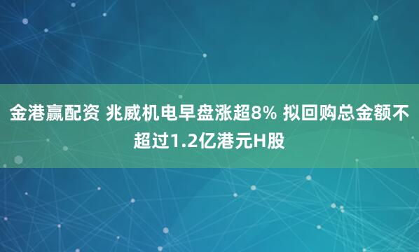 金港赢配资 兆威机电早盘涨超8% 拟回购总金额不超过1.2亿港元H股