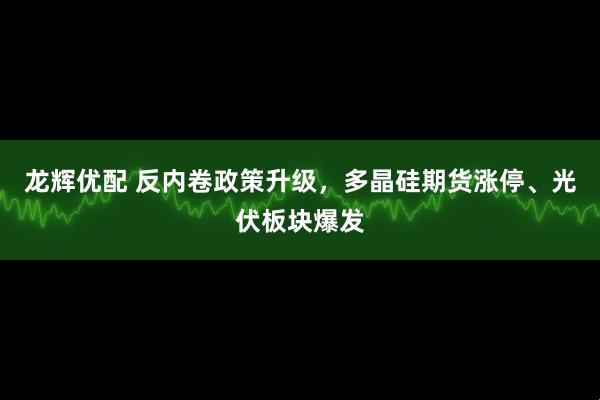 龙辉优配 反内卷政策升级，多晶硅期货涨停、光伏板块爆发